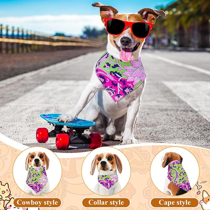Sanwuta 120 Pcs Paisley Dog Bandanas Bulk Paisley Bandanas for Dogs Adjustable Washable Pet Scarf for Small and Medium Pets, 30 Styles