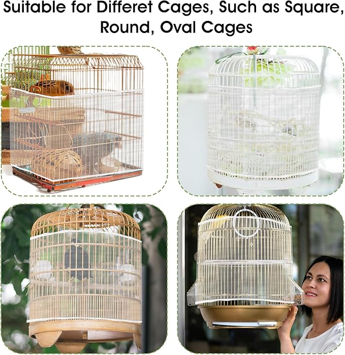 Sibba Bird Cage Seed Catcher Airy Gauze Guard Catcher Parrot Nylon Mesh Net Cover Soft Universal Birdcage Elastic Cage Net Stretchy Skirt Accessories Net Covers Pet Supplies (White)