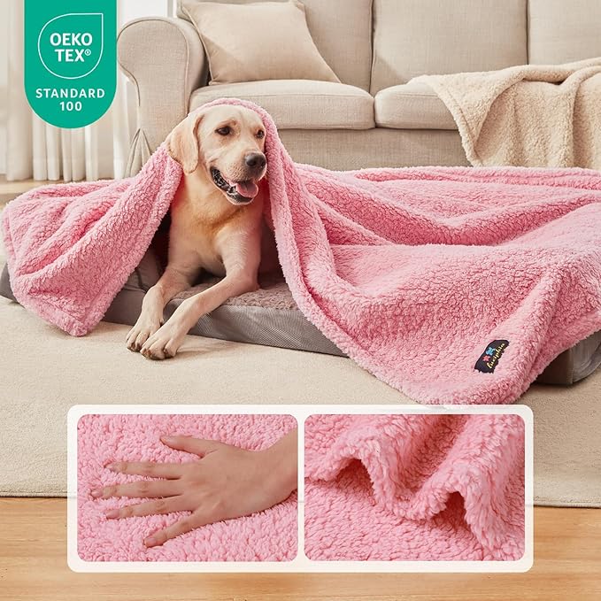 Luciphia Waterproof Pet Blanket for Medium Large Dogs Soft Cat Sherpa Calming Thick Cover Leakproof Cozy Puppy Sofa Bed Car Couch Protector(Pink,41x31 inches)