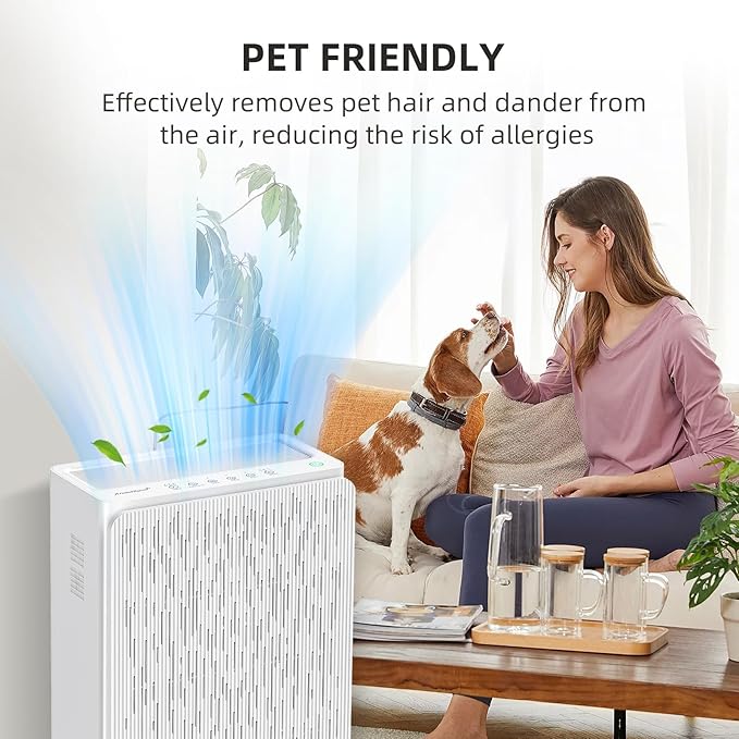 AromaRoom Air Purifiers for Large Rooms up to 2100 Sq Ft, HEPA 14 Air Purifier with Smart PM 2.5 Sensor, Portable Filter Air Cleaner for Smoke, Allergies, Pet Dander,Bedroom, Office - Pearly White