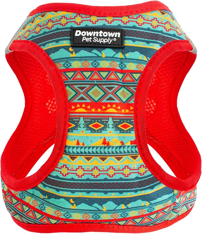 Downtown Pet Supply Step-in Dog Harness – No Pull, Adjustable Padded Mesh with Reflective Trim, Secure Buckle Strap – Comfortable & Breathable Small Dog Harness, Large, Tribal