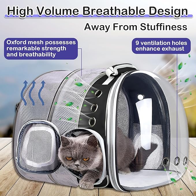 Expandable Cat Backpack Carrier Bubble for Large Cats 20 lbs, Airline Approved Pet Carrier Backpack for Small Dogs Kitten