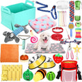 Abbylike 50 Pcs Puppy Supplies Starter Kit for Small Dogs Puppy Essentials Includes Leash, Bowls, Teeth Brushes, Water Bottle, and More Accessories for Dogs Pet Day Welcome Gift(Colorful)