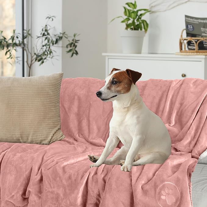 PETMAKER Dog Blanket - 60x80in Reversible Sherpa Blanket - Throw Blankets for Bed, Couch, Crate, or Car - Machine Washable Puppy Essentials (Pink)