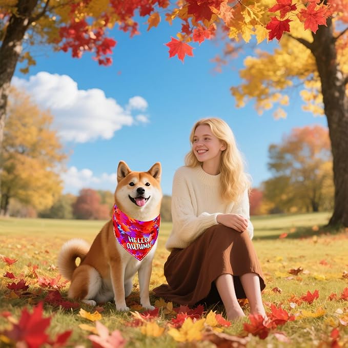 30 Pcs Fall Dog Bandanas Bulk 25 Inch Stitch Edge Dog Bandanas for Small Medium Dogs Breed Adjustable Autumn Scarves Grooming M
