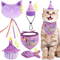 BINGPET Cat Birthday Catnip Toys for Indoor Cats, 5 Pcs Cat Birthday Gift Kitten Interactive Toys for Boy Girl Cats, Soft Plush Catmint Kitty Chew Kick Toy, Hat, Bandana, Balloon, Cake, Fish, Purple