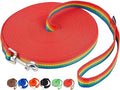 AmaGood Dog/Puppy Obedience Recall Training Agility Lead-15 ft 20 ft 30 ft 50 ft Long Leash-for Dog Training,Recall,Play,Safety,Camping (50feet, Rainbow)