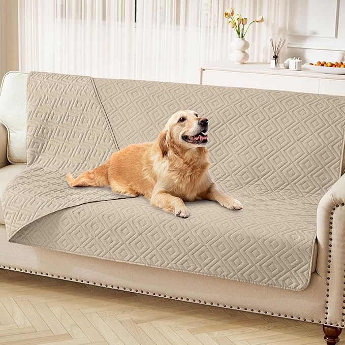 hyha Waterproof Dog Blanket, Soft Dog Bed Cover Pet Blankets, Waterproof Sofa Couch Cover for Dogs Washable, Reversible Pet Couch Covers for Sofa Furniture (68x82 Inch, Taupe/Taupe)