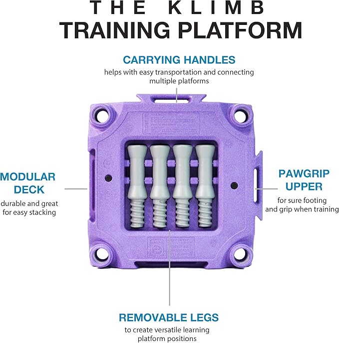 Blue-9 Pet Products KLIMB Dog Training Platform and Agility System, Durable and Portable for Indoor or Outdoor Use, Made in The USA, Purple