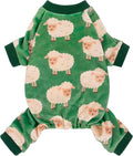 Fitwarm Funny Sheep Dog Pajamas, Warm Winter Dog Clothes for Small Dogs Boy Girl, Cozy Pet Onesie with Feet, Green, White, XXL