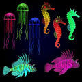 Patelai 8 Pcs Glow in The Dark Fish Tank Decorations Silicone Floating Artificial Jellyfish Fluorescent Lionfish Seahorse for Aquarium Decoration Small Large Fish Bowl Decor Accessories (Dreamy Color)