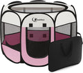 Pink Puppy Playpen for Large Dog Cat, Dog Tent Crates Cage Indoor/Outdoor, Portable Pop Up Dog Kennel with Carrying Bag for Rabbits, (Pink, Large)