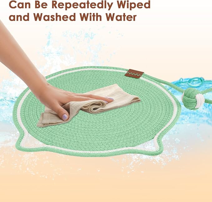 Natural Cotton Rope Cat Scratch Pad, 15.7'' Round Horizontal Floor Cat Scratching Pads, Cat Furniture Protector for Wall, Couch, Carpets, Sofas