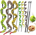 Interactive Cat Toy Wand with Catnip Mouse, Cat Teaser Wand Rainbow String for Bored Indoor Adult Cats and Kittens (8 Pack)
