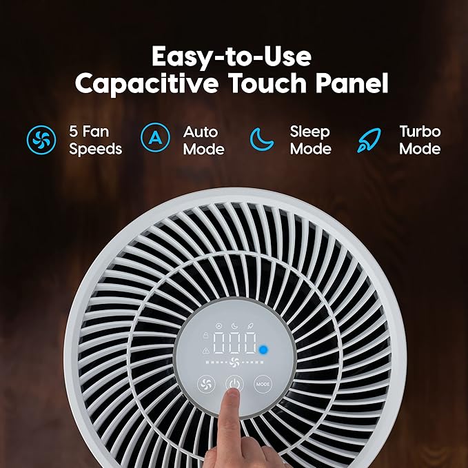 IRIS USA WOOZOO True HEPA Air Purifier, H13 filter removes 99.97% of particles, pollen, pet dander, smoke, and odors. Covers up to 1,558 ft², featuring auto mode, air quality indicator, and filtration