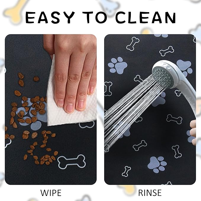 Pet Cat Dog Food Mat Non Slip Mat for Dog Water Bowl Mat Quick Dry Absorbent Cat Feeding Mat, 32 * 17 in, Dark Grey