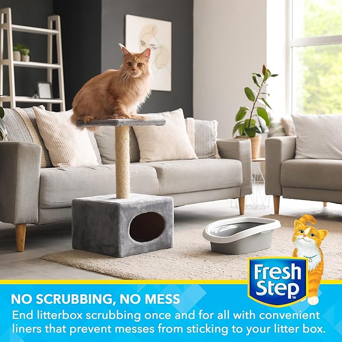 Fresh Step Jumbo Drawstring Cat Litter Box Liners, Unscented Heavy Duty Kitty Litter Bags for X-Large Oval or Rectangle Pans, Helps Contain Mess, Easy Lift Out Cleanup, 36 x 19 in, 15 Count