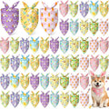 Weewooday 50 Pcs Easter Dog Bandanas Bulk with Bunny Rabbit Egg Carrot Pattern Soft Bibs Adjustable Triangle Pet Scarf Bowtie for Small Medium Large Costume Grooming(25.6 x 17.7 x 17.7 Inch)