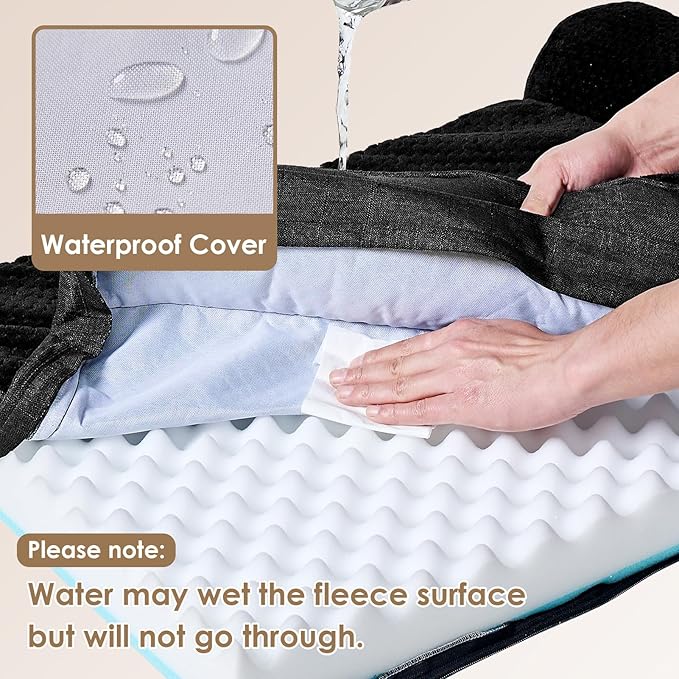EHEYCIGA Orthopedic Dog Bed Medium Size Dogs, Memory Foam Dog Bed with Washable Removable Cover, Waterproof Pet Sofa Couch for Crate with Nonskid Bottom, 30x20x6, Black