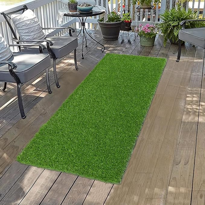 Bsmathom Artificial Grass Rug - Indoor/Outdoor, Fake Grass Turf for Patio, Balcony & Garden - 2x6Ft