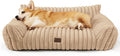 Bedsure ComfyFleece™ Cute Dog Couch for Medium Dogs - As Seen on TV on Good Day New York, Dog Couch Bed with Removable, Washable Cover, Supportive Pet Sofa, for Medium Large Dogs, 36inch, Sandy Beige