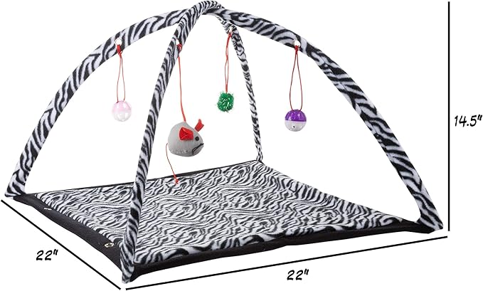 PETMAKER Cat Activity Center- Interactive Play Area Station for Cats, Kittens with Fleece Mat, Hanging Toys, Foldable Design for Exercise, Napping