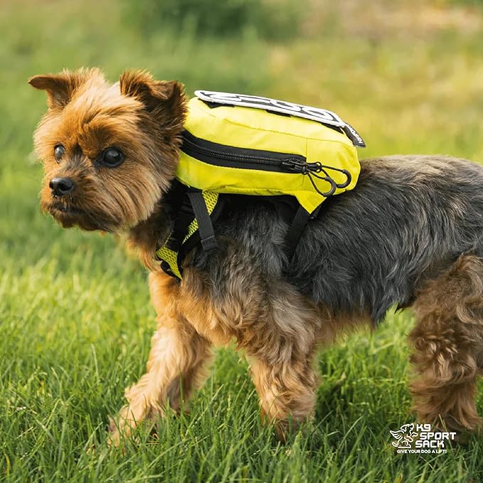 K9 Sport Sack Walk-On - Small, Buttercup Yellow - Ideal for Dogs with 13-16” Back Length - Lightweight, Packable, Backpack-Style Carrier - Includes Compatible Harness & Storage Bag