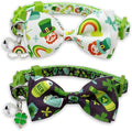 2 Pack St. Patrick Day Cat Collar with Bow Tie,Holiday Kitty Kitten Collar with Bell for Male Female Boys and Girls (I'm Irish)