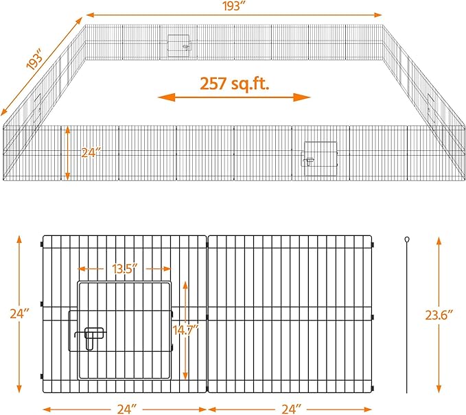Yaheetech 24 inch 32 Panel Metal Black Heavy Duty Foldable Dog Pen - Outdoor Indoor with Door- Dog Exercise Pen Barrier Kennel Portable Cat Duck Chicken Puppy Fence