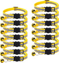 14 Pack Breakaway Cat Collar with Bell, Reflective Kitten Collar for Girl Boy Cats, Safety Buckle Adjustable 7.5-12.5 Inch, 0.4 Inch Width Lightweight, Pet Gifts (Yellow)
