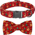 Christmas Dog Collar, Soft Pet Collar Gingerbread Man Cute Dog Collar with Bow Red Christmas Tree Adjustable Sturdy Collars Winter Holiday Collars for Medium Girl Boy Dogs