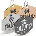 Engraved Pet ID Tags for Cats, Dogs - 4 Color & 5 Shape Options, Personalized w/ 20 Icons, Name, Address, Phone Number - Accessories for Four Legged Friends, Stainless Steel #Hexagon - Silver