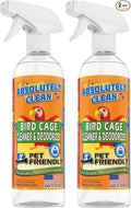 Absolutely Clean Amazing Bird Cage Cleaner and Deodorizer - Just Spray/Wipe - Safely & Easily Removes Bird Messes Quickly and Easily - Made in The US - Fragrance Free - 16oz (Pack of 2)