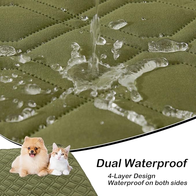 hyha Waterproof Dog Bed Blanket, Soft Pet Blankets, Waterproof Couch Cover for Dogs, Reversible Sofa Covers Washable for Furniture (52x82 Inch, Green/Navy Blue)