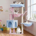 Heybly Cat Tree, 39.4 Inches Tower Condo with Scratching Post, Cat Tower for Indoor Cats, Fully Wrapped Sisal Pole, Soft Platform, 2 Baskets and Dangling Toy, Blue and Pink HCT006SBP