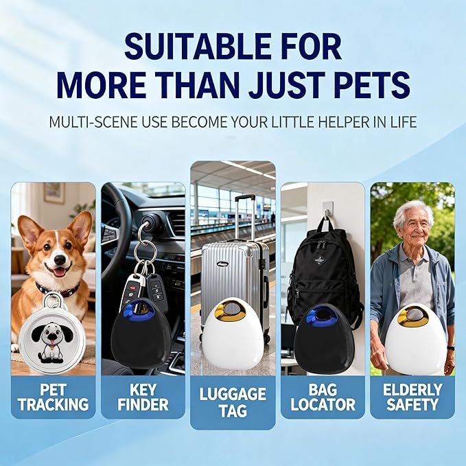 GPS Pet Tracker with Apple Find My Network, Android Compatibility, Real-Time Location Tracking, Water-Resistant (DINGWEIQI001)