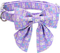 MR. CHUBBYFACE Easter Dog Collar, Purple Rabbit Puppy Collar with Flower, Adjustable Pet Collar Bowtie for Small Medium Large Dogs