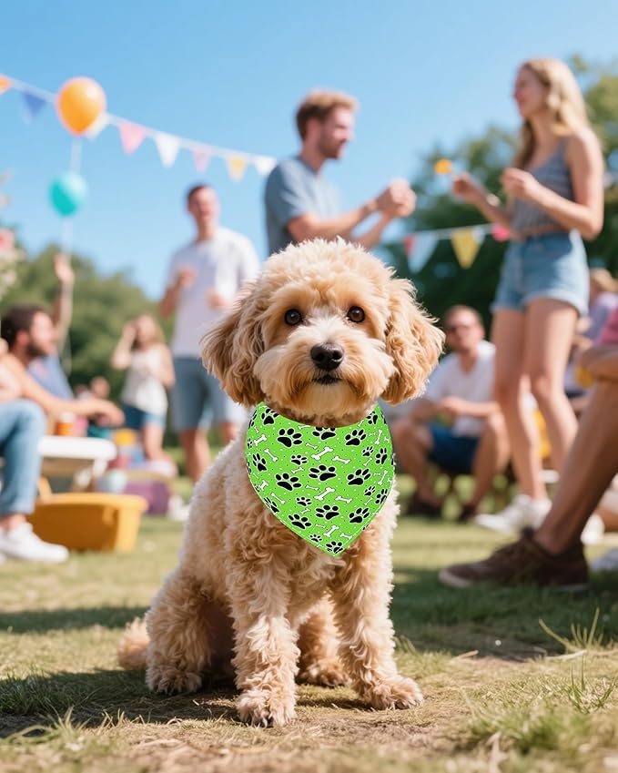 PET SHOW 50 Pack Paw Pattern Small Dog Bandanas Bulk XS Washable Puppy Girl Boy Triangle Bibs Kerchief Set Cats Scarves Pet Grooming Accessories