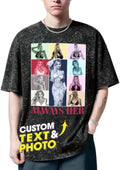H-DEWALL Custom T Shirts Mineral Wash Tshirt Bootleg Rap Tee Customized Gifts for Boyfriend Birthday Shirts Tops for Women