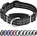 Hikiko Martingale Collar for Dogs Reflective Nylon Dog Collar with Quick Release Buckle Adjustable Training No Slip Dog Collar (Large, Black)