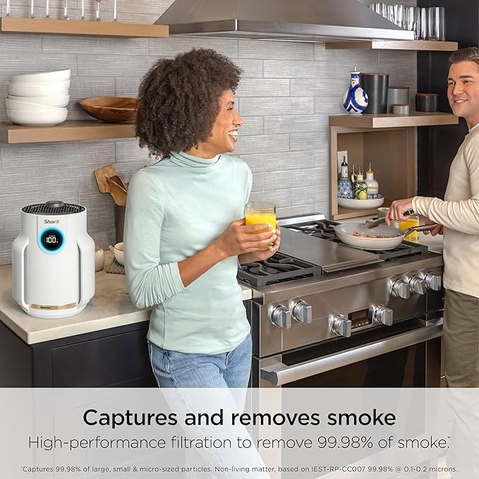 Shark Air Purifier for Home, NeverChange Compact Pro, for Bedroom, Nursery, Home Office, Dorm, HEPA-Exceeding Filter, Captures Pollutants, Pet Dander, Dust, Odor, Smoke, and More, HP072PK, Quartz