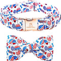 Lionheart glory American Flag Dog Collar, 4 of July Dog Bow Collar Heavy Duty Adjustable Patriotic Dog Collar with Bowtie for Large Dogs Pet Gift