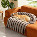 Large Dog Couch Bed, Fluffy Washable Couch Protector for Dogs with Removable Cover, Non-Slip Dog Sofa Bed, 35x31 Inch, Brown