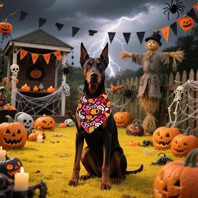 30 Pcs Halloween Thanksgiving Dog Bandanas Bulk 33 Inch XXL Stitch Dog Bandanas for Large Dogs Breed Polyester Scarves Party Grooming L