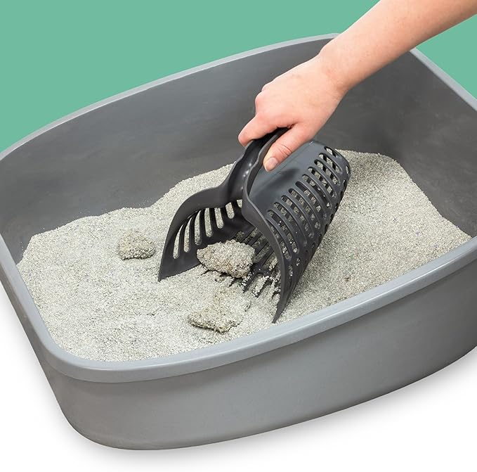 Kitty City Infinity Cat Litter Scoop with Holder – Non-Stick Aluminum Litter Sifter & Deep Shovel, Ergonomic Handle, Easy Clean Poop Scooper for Cats