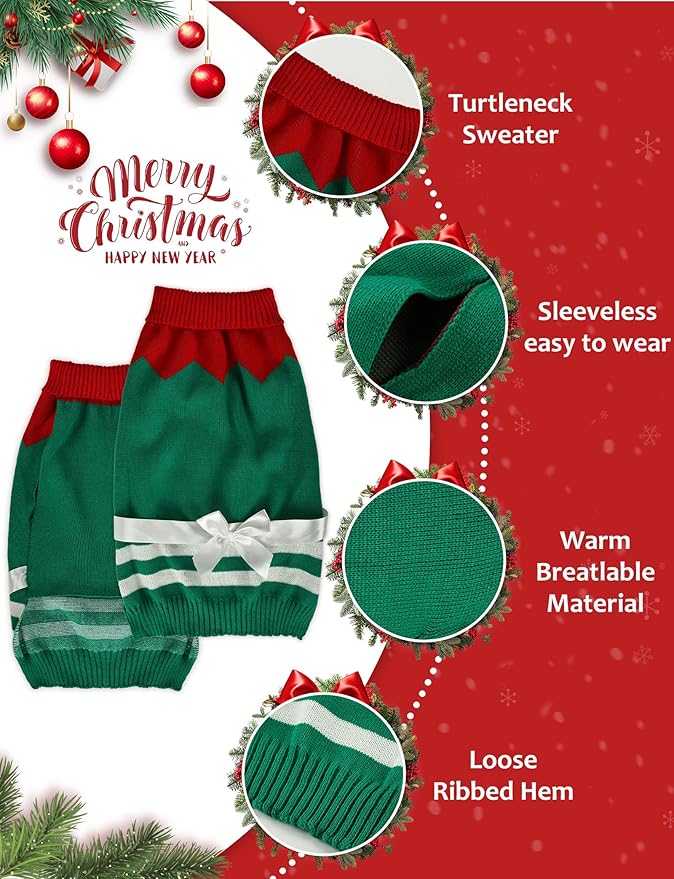 Dog Christmas Sweater, Soft Warm Pet Clothes Coat for Small Medium Large Dogs and Cats Boy Girl, Fall Cozy Holiday Turtleneck Knitting Collar Pullover Pup Outfit Costume for Thanksgiving New Year