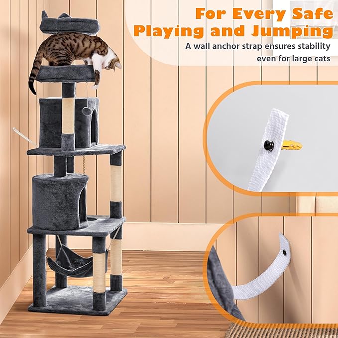 Topeakmart Multi Level Cat Tree, Cat Tower for Indoor Cats with 2 Condos & 2 Perches & Scratching Post, Cat Bed Furniture for Play