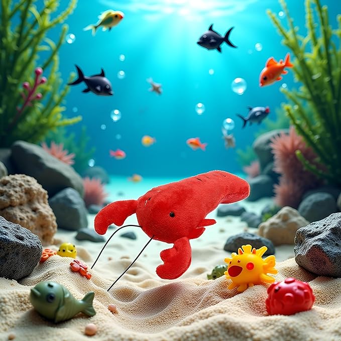 Dog Lobster Chew Toy Multi-Shape Comfortable to Touch Plush Cats Chew Stuffed Toy for Pet No Stuffing Crinkle Plush Dog Toys for Puppy Teething Dogs Training and Reduce Boredom