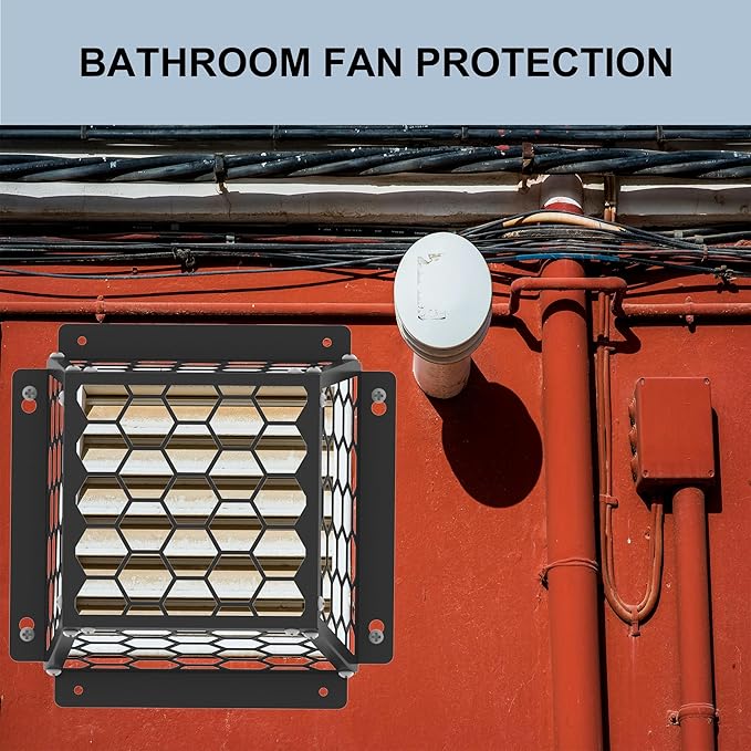 Universal Dryer & Exhaust Vent Bird Guard Heavy Duty Steel Animal Proof Cover for 3-4" Vents, Fits Dryer/Bathroom/Kitchen Fans, 7"x7"x5" Easy Install