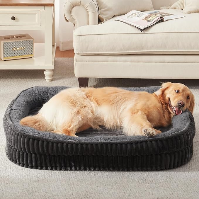 Orthopedic Dog Bed for Medium Dogs Breeds, High Density Egg Crate Foam Dog Sofa Beds,Oval Kennel Bed, Pet Couch Bed with Four Sided Bolster, Removable Washable Cover& Non-Slip Bottom